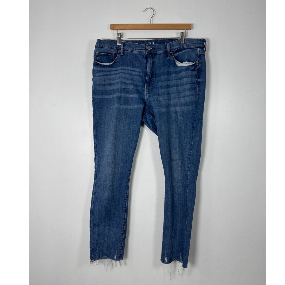 Raw Hem a.n.a‎ Womens 18 High-Rise Skinny Jeans Blue Indigo Frayed Stretch Denim